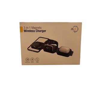 3in1 Magnetic Wireless Charger 15W Fast for Smart Phone, Watch, Earphones